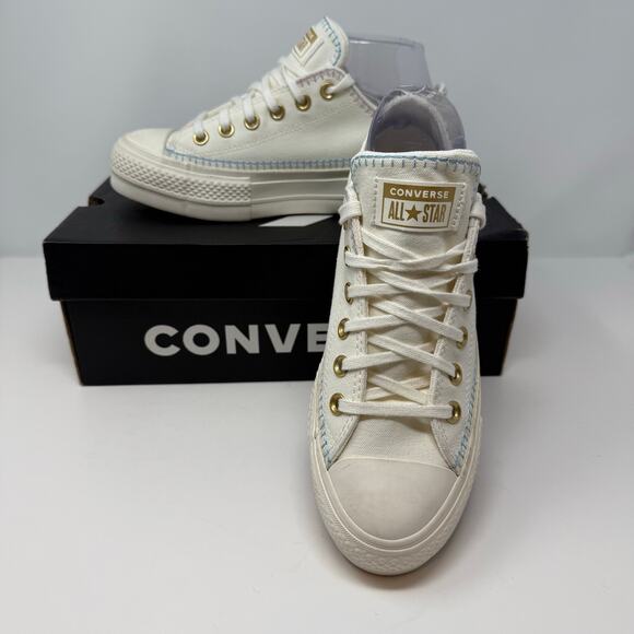 Converse Shoes - Converse Chuck Taylor All-Star Stitch Lift Ox Sneakers Lug sole Womens 7 Cream